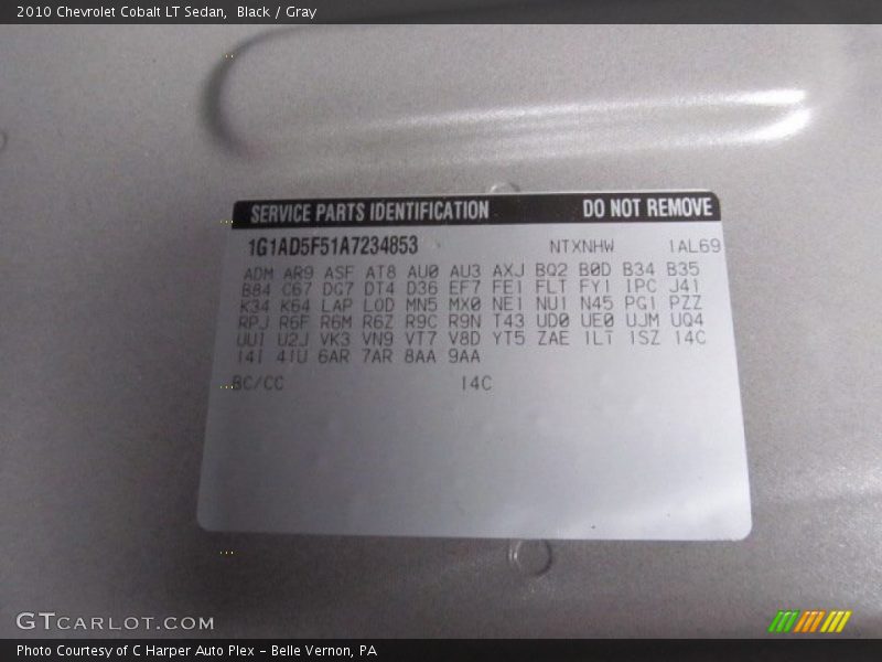 Black / Gray 2010 Chevrolet Cobalt LT Sedan