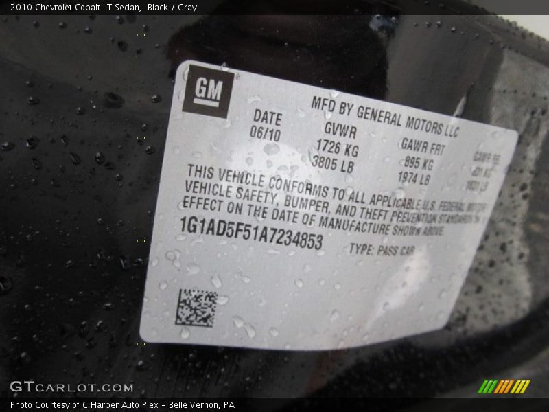 Black / Gray 2010 Chevrolet Cobalt LT Sedan