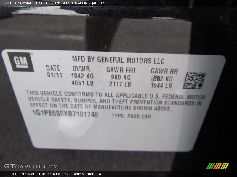 Info Tag of 2011 Cruze LT