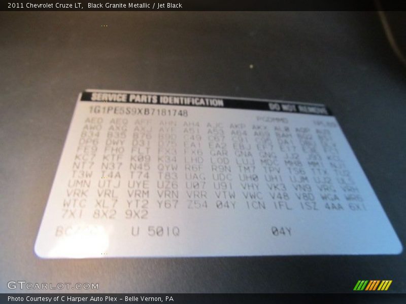 Info Tag of 2011 Cruze LT