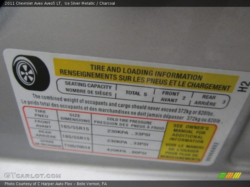 Ice Silver Metallic / Charcoal 2011 Chevrolet Aveo Aveo5 LT