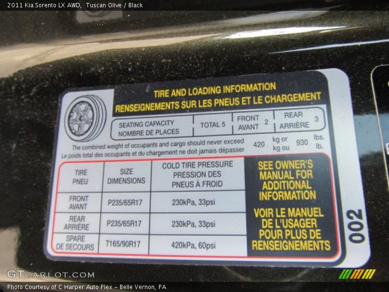 Tuscan Olive / Black 2011 Kia Sorento LX AWD