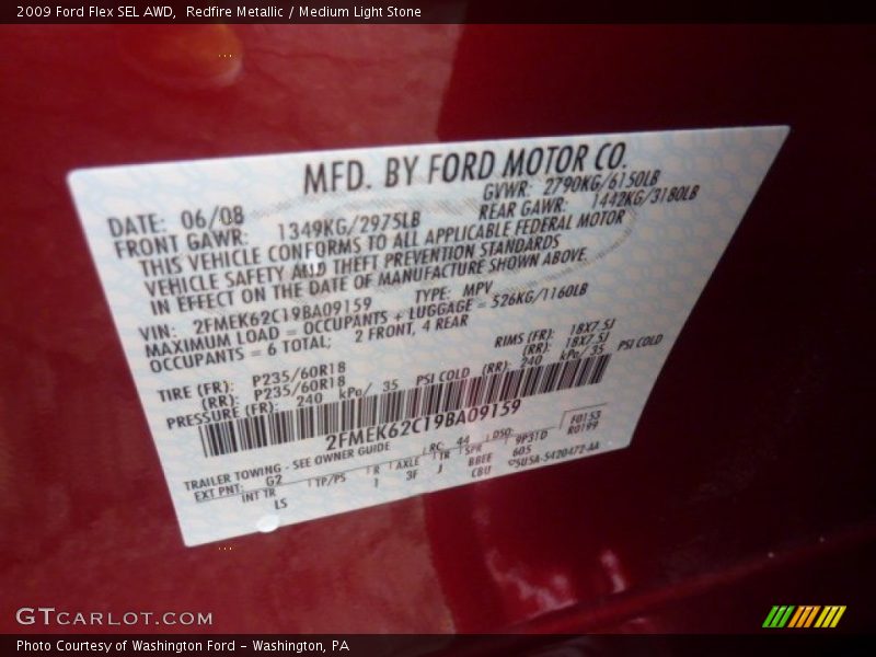 Redfire Metallic / Medium Light Stone 2009 Ford Flex SEL AWD