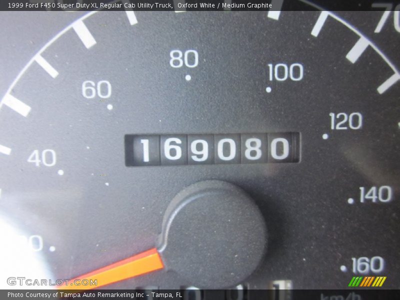 Oxford White / Medium Graphite 1999 Ford F450 Super Duty XL Regular Cab Utility Truck