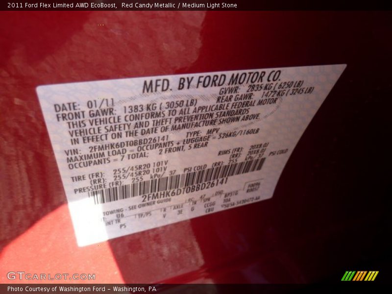 Red Candy Metallic / Medium Light Stone 2011 Ford Flex Limited AWD EcoBoost