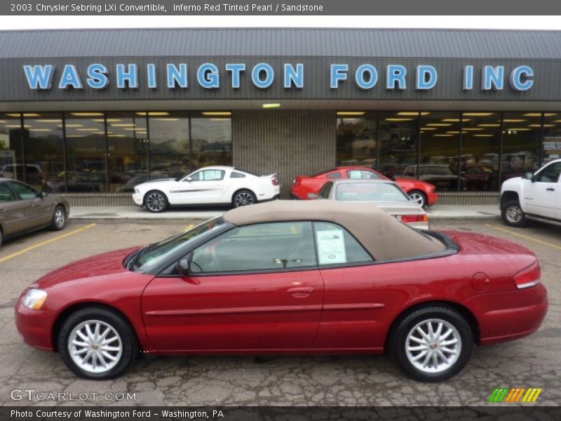 Inferno Red Tinted Pearl / Sandstone 2003 Chrysler Sebring LXi Convertible