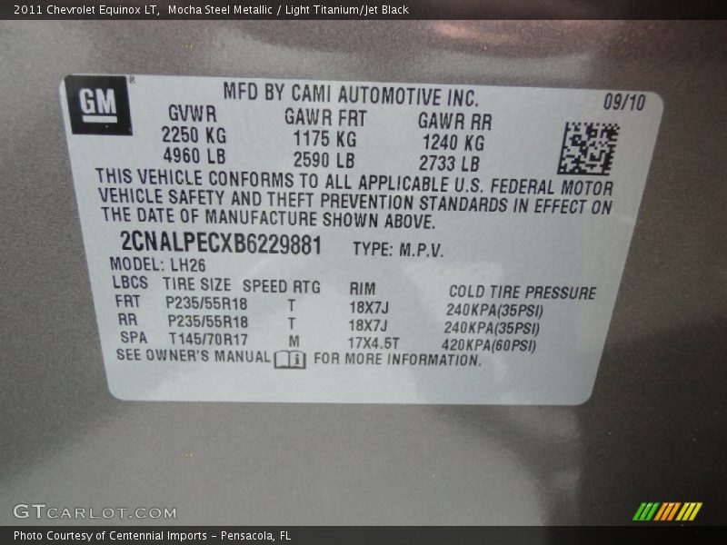Mocha Steel Metallic / Light Titanium/Jet Black 2011 Chevrolet Equinox LT