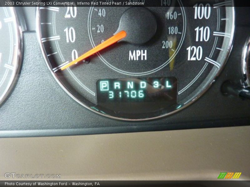 Inferno Red Tinted Pearl / Sandstone 2003 Chrysler Sebring LXi Convertible