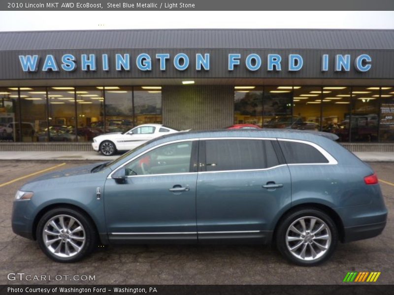 Steel Blue Metallic / Light Stone 2010 Lincoln MKT AWD EcoBoost