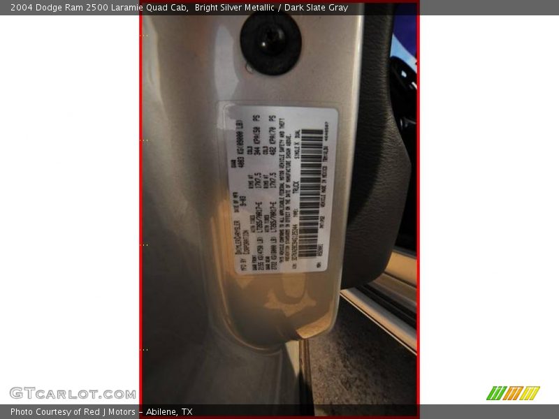 Bright Silver Metallic / Dark Slate Gray 2004 Dodge Ram 2500 Laramie Quad Cab