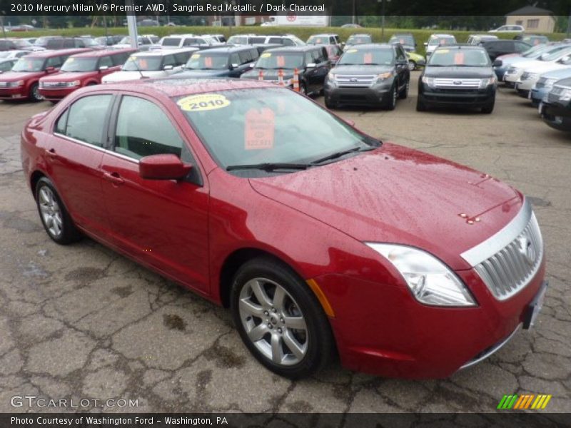 Sangria Red Metallic / Dark Charcoal 2010 Mercury Milan V6 Premier AWD