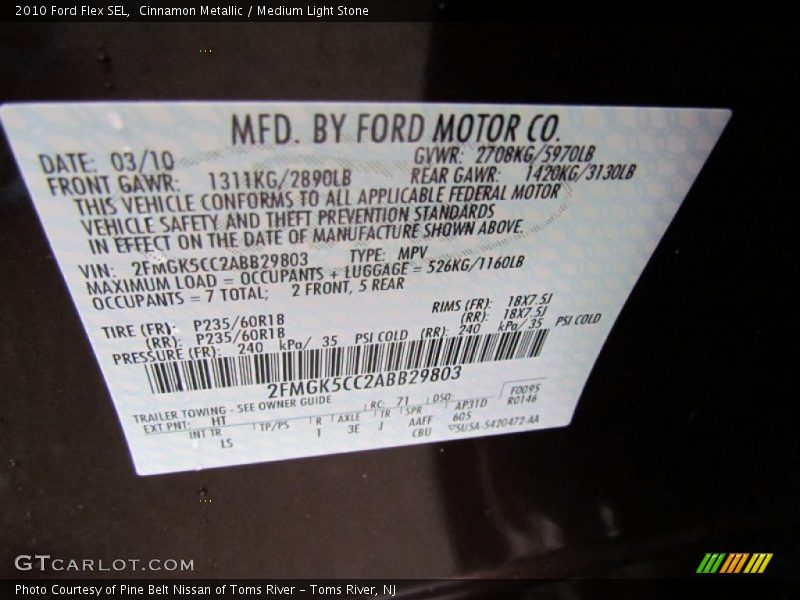 Cinnamon Metallic / Medium Light Stone 2010 Ford Flex SEL