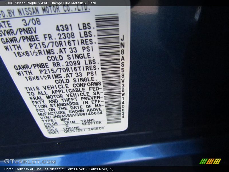 Indigo Blue Metallic / Black 2008 Nissan Rogue S AWD