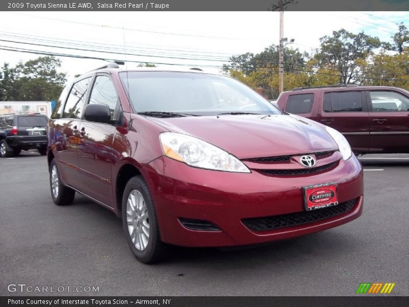 Salsa Red Pearl / Taupe 2009 Toyota Sienna LE AWD