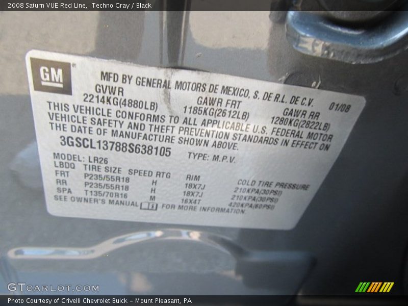 Techno Gray / Black 2008 Saturn VUE Red Line