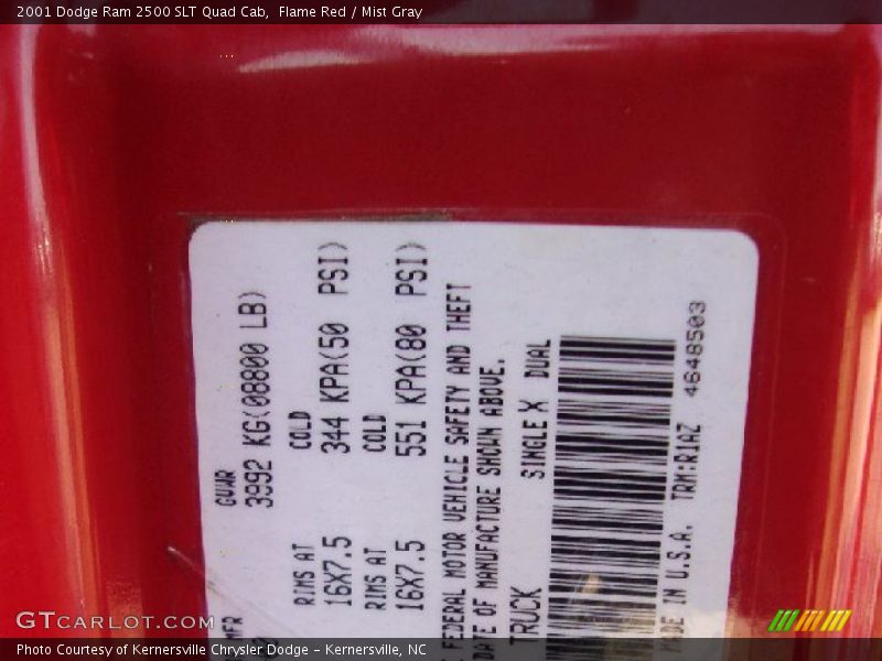 Flame Red / Mist Gray 2001 Dodge Ram 2500 SLT Quad Cab