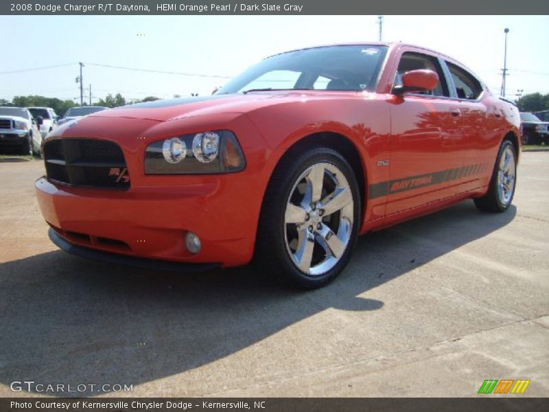 HEMI Orange Pearl / Dark Slate Gray 2008 Dodge Charger R/T Daytona