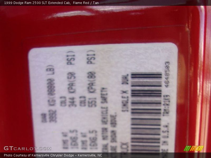Flame Red / Tan 1999 Dodge Ram 2500 SLT Extended Cab