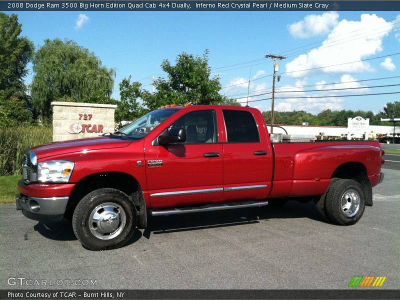 Inferno Red Crystal Pearl / Medium Slate Gray 2008 Dodge Ram 3500 Big Horn Edition Quad Cab 4x4 Dually