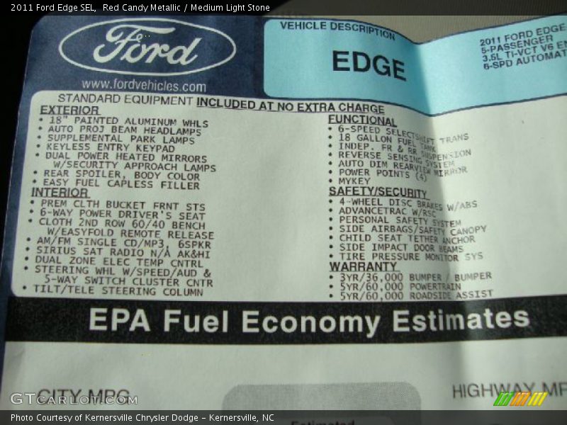 Red Candy Metallic / Medium Light Stone 2011 Ford Edge SEL