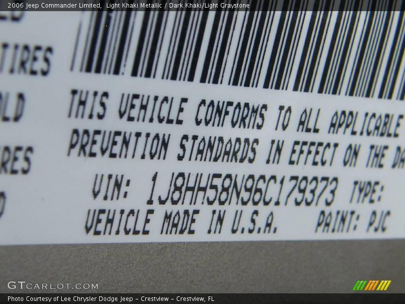 Light Khaki Metallic / Dark Khaki/Light Graystone 2006 Jeep Commander Limited