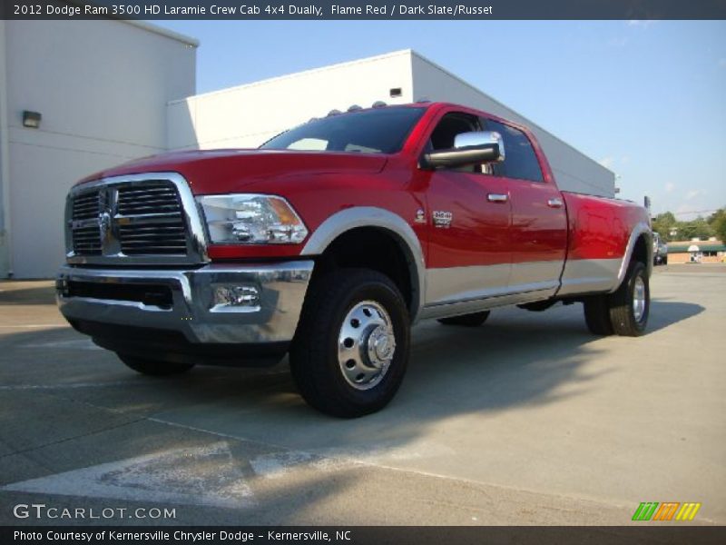 Flame Red / Dark Slate/Russet 2012 Dodge Ram 3500 HD Laramie Crew Cab 4x4 Dually