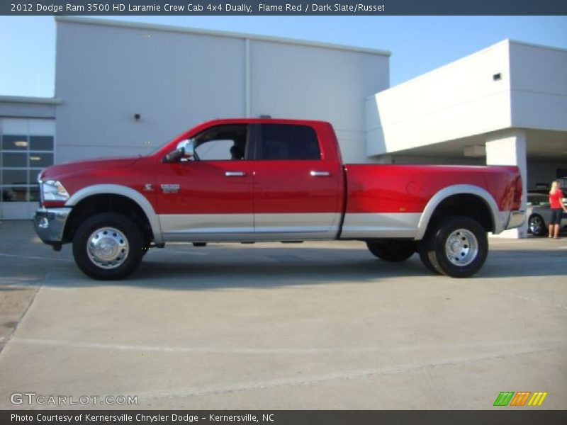 Flame Red / Dark Slate/Russet 2012 Dodge Ram 3500 HD Laramie Crew Cab 4x4 Dually