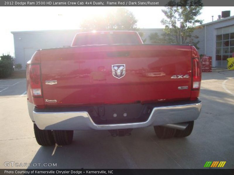 Flame Red / Dark Slate/Russet 2012 Dodge Ram 3500 HD Laramie Crew Cab 4x4 Dually