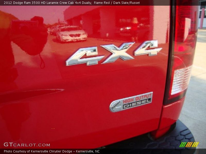 Flame Red / Dark Slate/Russet 2012 Dodge Ram 3500 HD Laramie Crew Cab 4x4 Dually