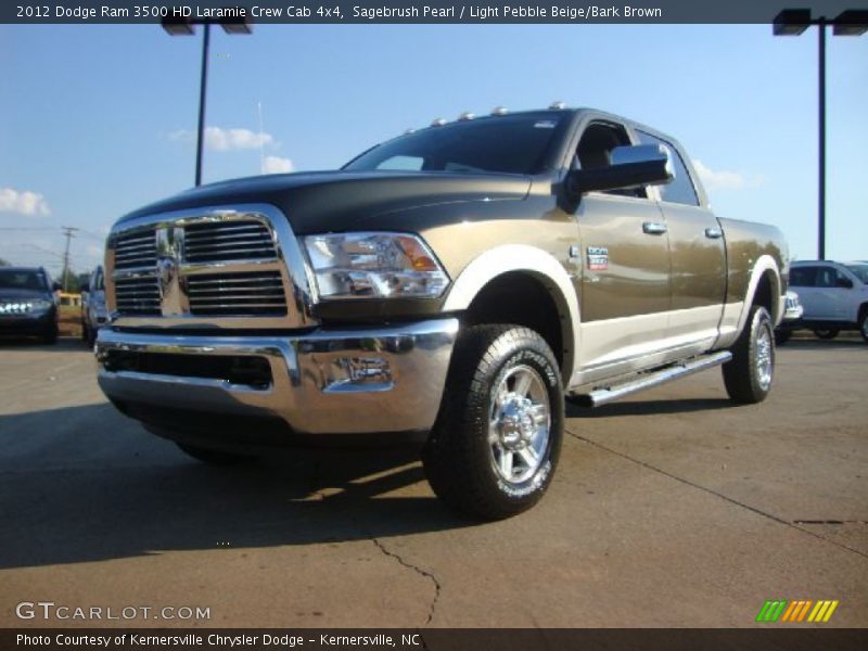 Sagebrush Pearl / Light Pebble Beige/Bark Brown 2012 Dodge Ram 3500 HD Laramie Crew Cab 4x4