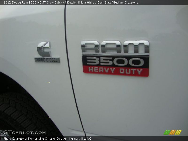 Bright White / Dark Slate/Medium Graystone 2012 Dodge Ram 3500 HD ST Crew Cab 4x4 Dually
