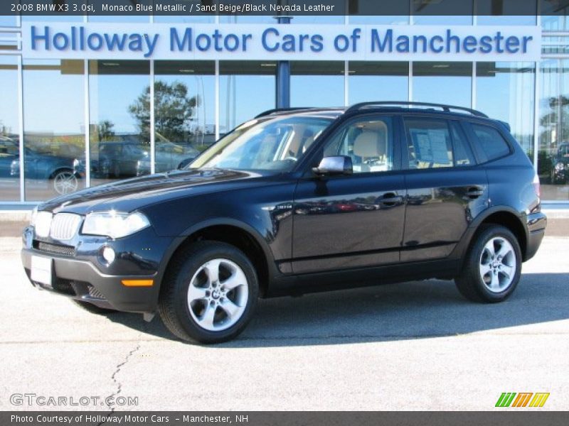 Monaco Blue Metallic / Sand Beige/Black Nevada Leather 2008 BMW X3 3.0si