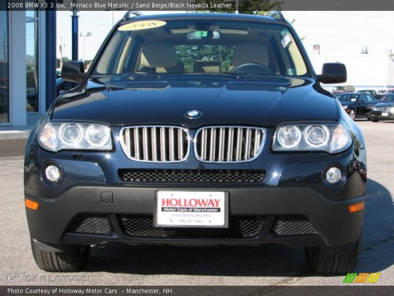 Monaco Blue Metallic / Sand Beige/Black Nevada Leather 2008 BMW X3 3.0si