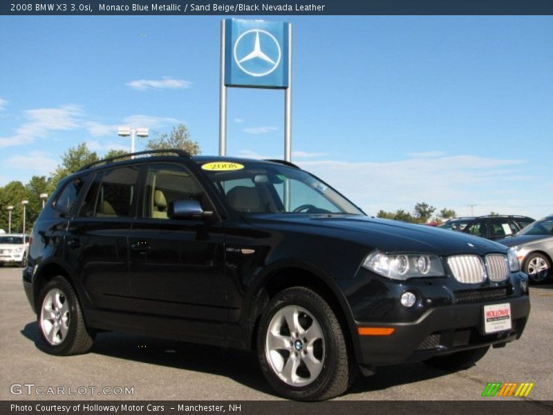 Monaco Blue Metallic / Sand Beige/Black Nevada Leather 2008 BMW X3 3.0si