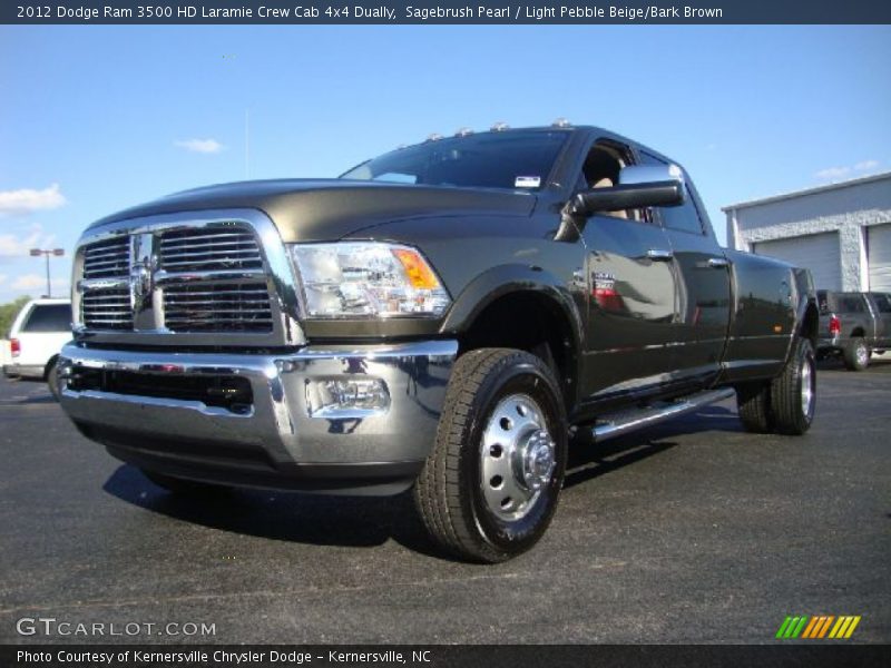 Sagebrush Pearl / Light Pebble Beige/Bark Brown 2012 Dodge Ram 3500 HD Laramie Crew Cab 4x4 Dually