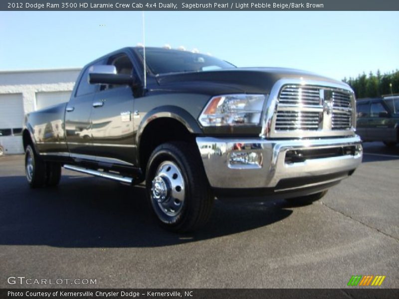 Sagebrush Pearl / Light Pebble Beige/Bark Brown 2012 Dodge Ram 3500 HD Laramie Crew Cab 4x4 Dually