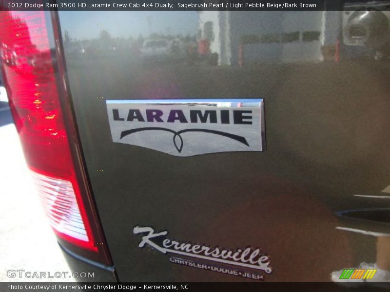 Sagebrush Pearl / Light Pebble Beige/Bark Brown 2012 Dodge Ram 3500 HD Laramie Crew Cab 4x4 Dually