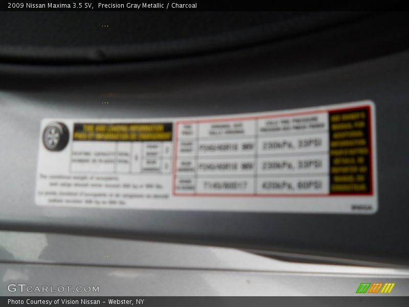 Precision Gray Metallic / Charcoal 2009 Nissan Maxima 3.5 SV