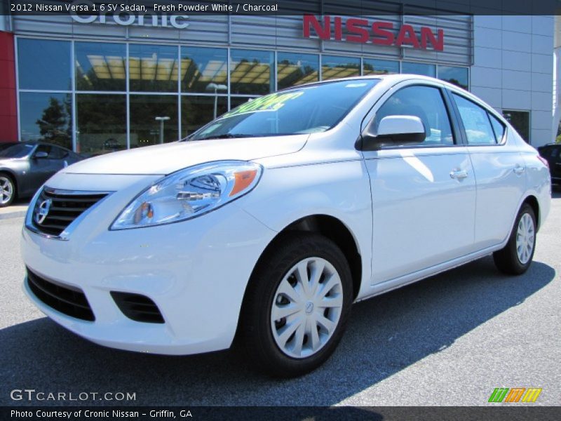 Fresh Powder White / Charcoal 2012 Nissan Versa 1.6 SV Sedan