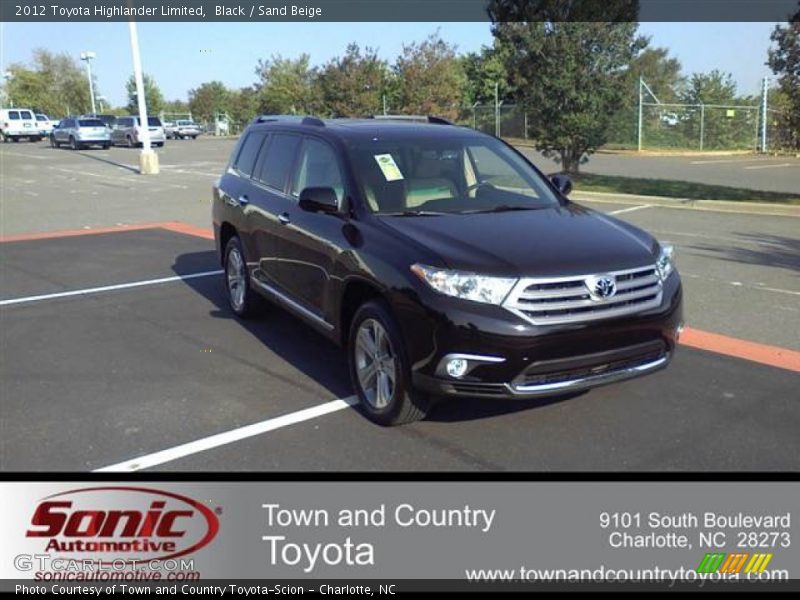 Black / Sand Beige 2012 Toyota Highlander Limited