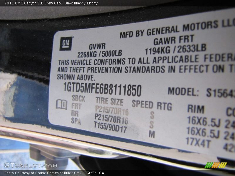 Onyx Black / Ebony 2011 GMC Canyon SLE Crew Cab