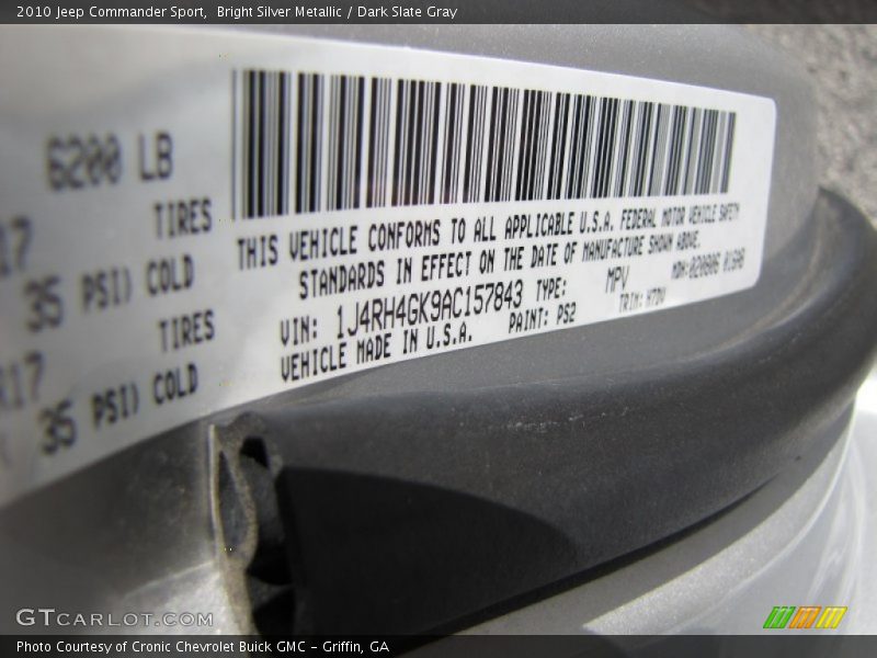 Bright Silver Metallic / Dark Slate Gray 2010 Jeep Commander Sport