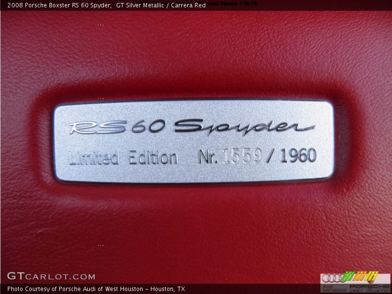 GT Silver Metallic / Carrera Red 2008 Porsche Boxster RS 60 Spyder
