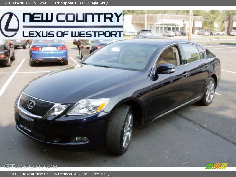 Black Sapphire Pearl / Light Gray 2008 Lexus GS 350 AWD