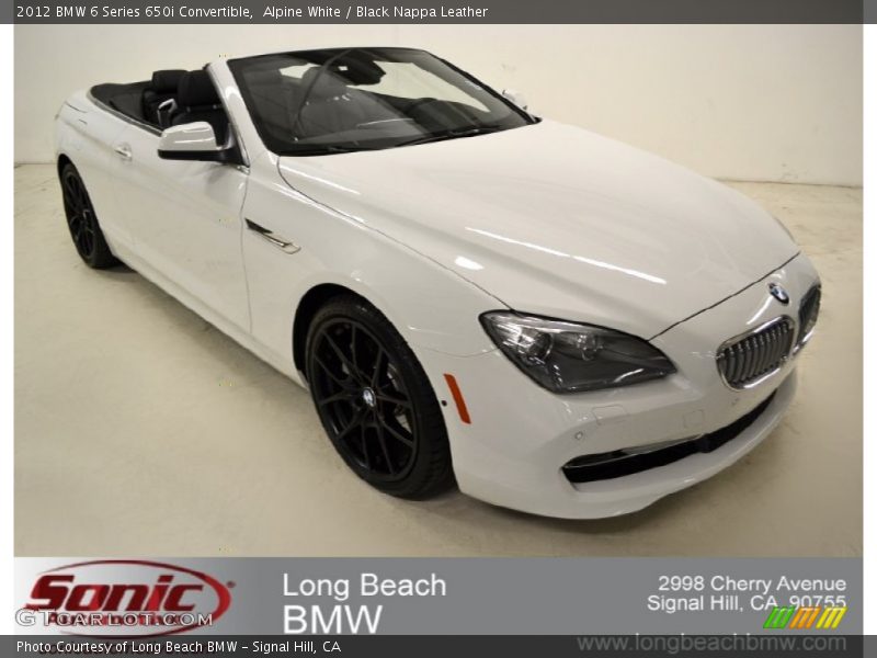 Alpine White / Black Nappa Leather 2012 BMW 6 Series 650i Convertible