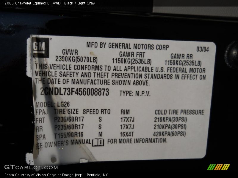 Black / Light Gray 2005 Chevrolet Equinox LT AWD