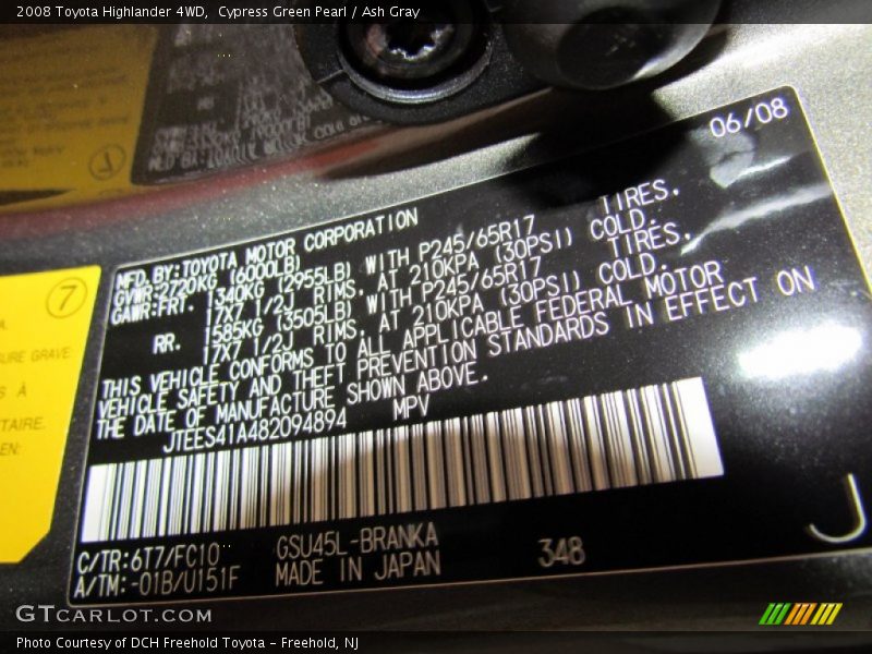 Cypress Green Pearl / Ash Gray 2008 Toyota Highlander 4WD