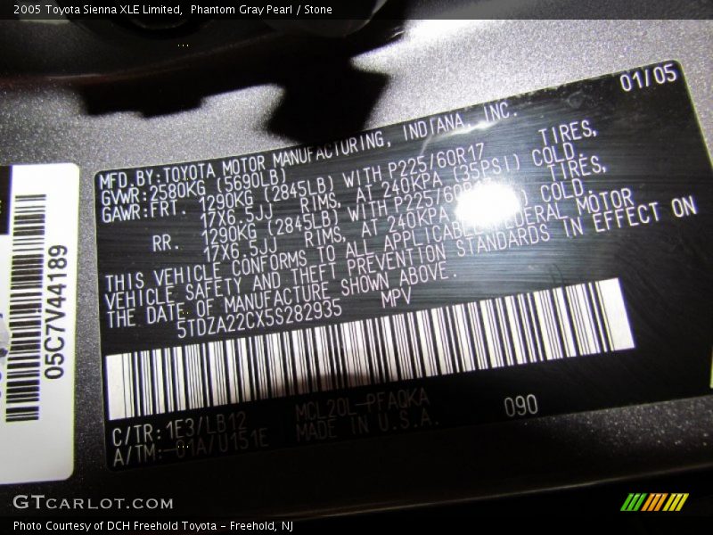 Phantom Gray Pearl / Stone 2005 Toyota Sienna XLE Limited