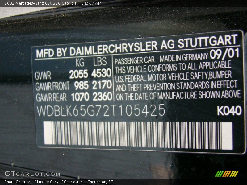 Black / Ash 2002 Mercedes-Benz CLK 320 Cabriolet
