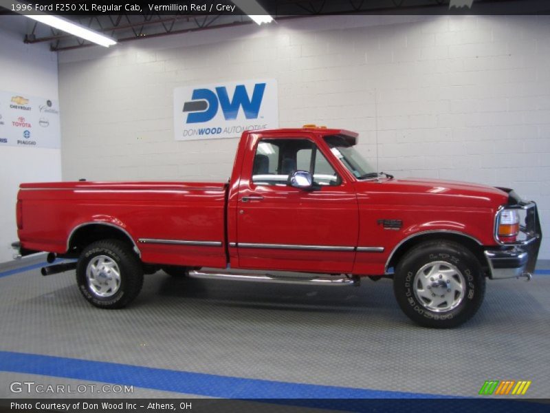 Vermillion Red / Grey 1996 Ford F250 XL Regular Cab